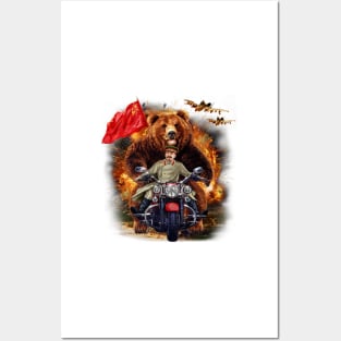 grizzly bear and Soviet Stalin in Epic battle Posters and Art